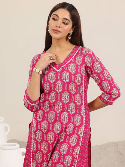 Paisley Printed V-Neck Straight Kurta With Trouser