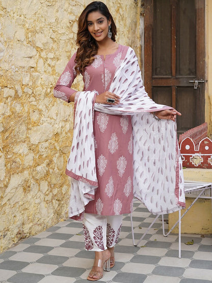 Dhiyona KL Ethnic Motifs Printed Kurta with Trousers & Dupatta