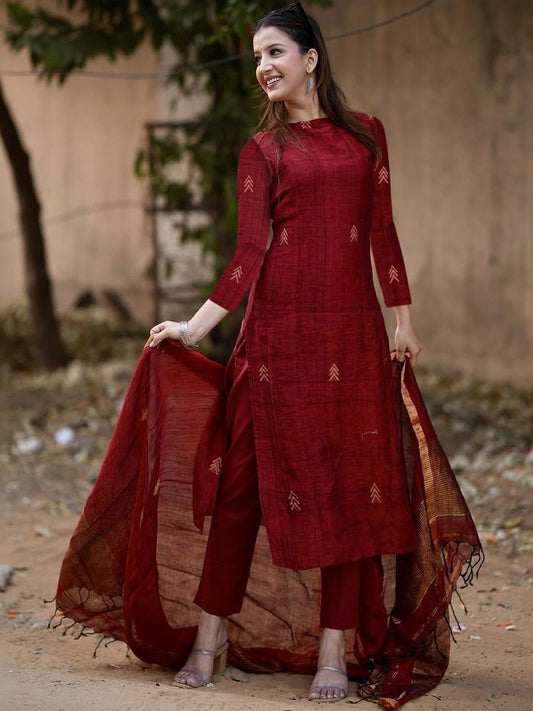 Dhiyona KL Women Ethnic Motifs Regular Kurta with Trousers & With Dupatta