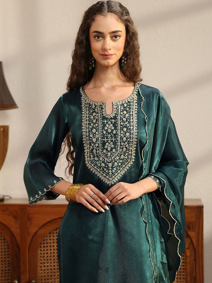 Women Ethnic Motifs Embroidered Regular Kurta with Palazzos & With Dupatta