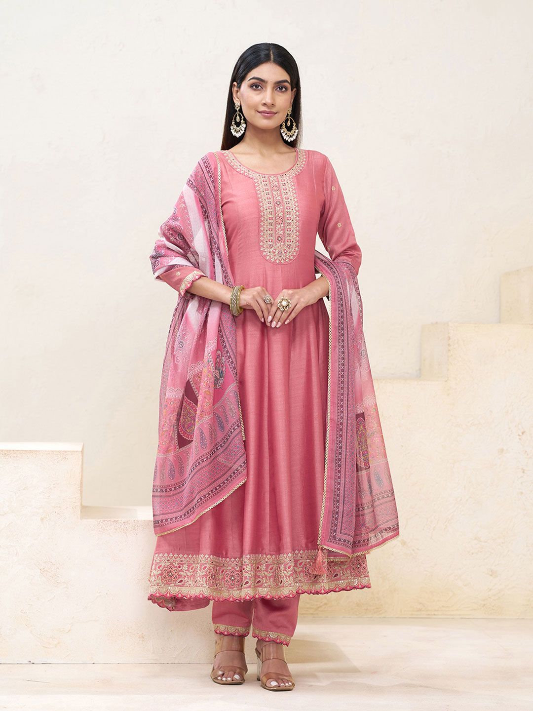 Dhiyona CH Women Ethnic Motifs Embroidered Kurta with Trousers & Dupatta