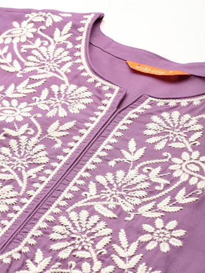 Dhiyona IE Women Floral Embroidered Thread Work Kurta