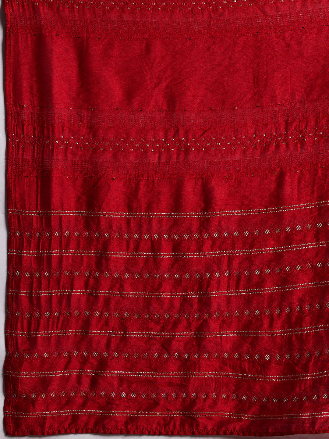 Women Bandhani Printed Pleated Gotta Patti Kurta with Palazzos & With Dupatta