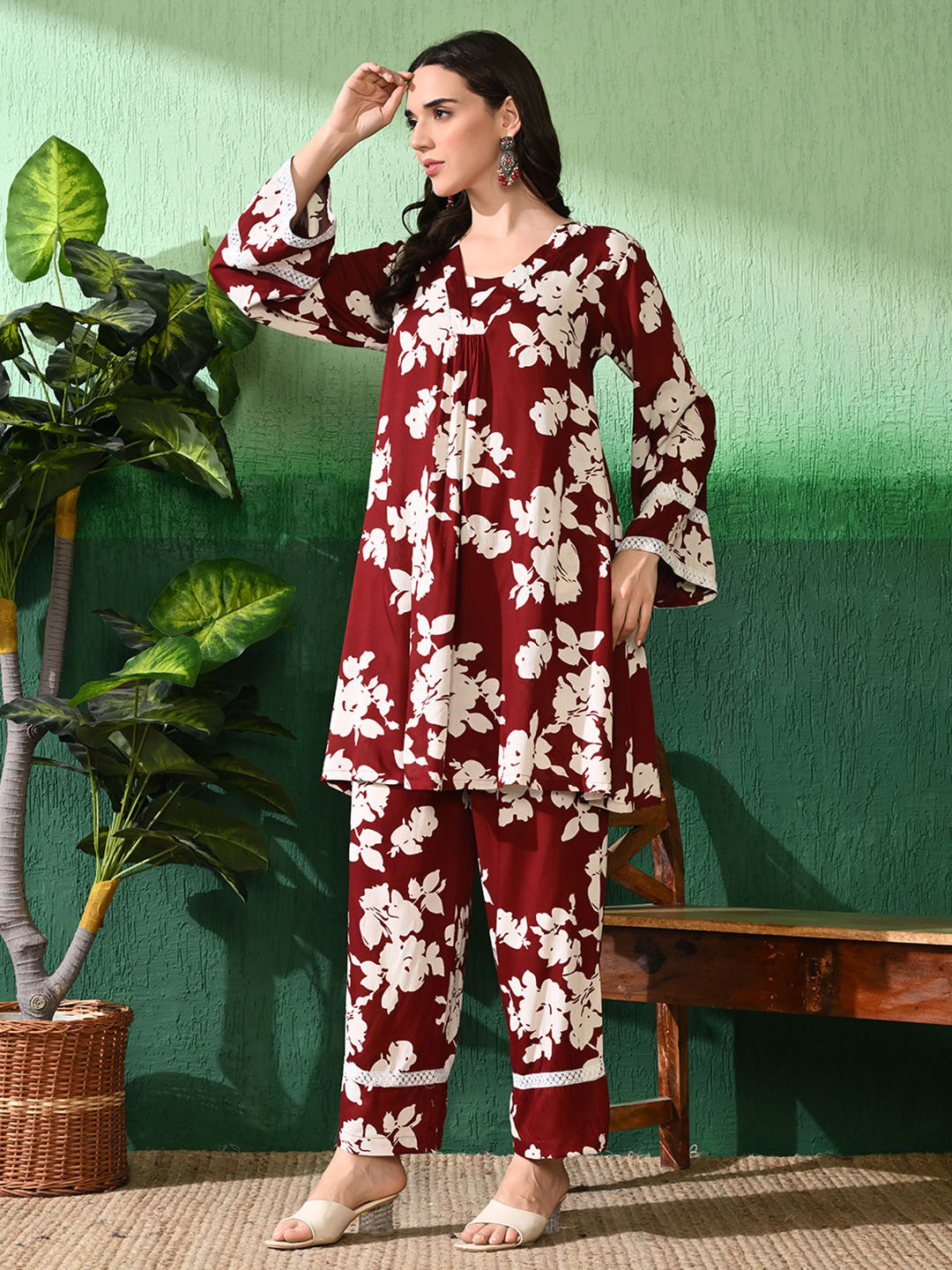 Printed A-Line Kurta With Trouser