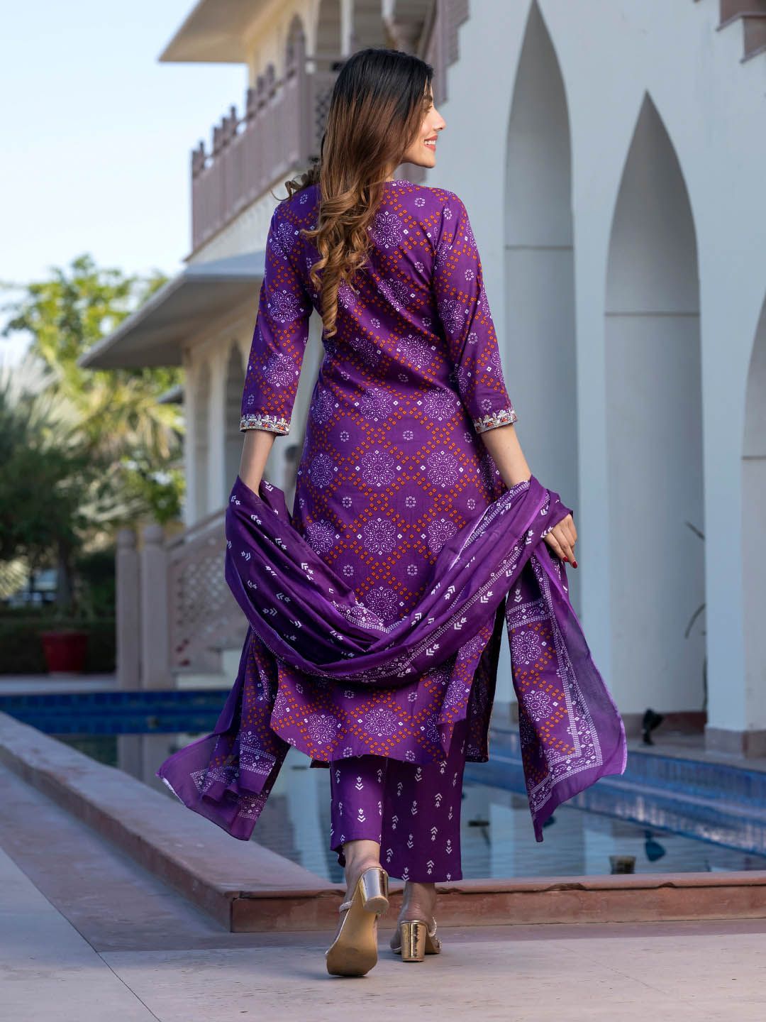 Dhiyona KL Ethnic Motifs Printed Embroidered Pure Cotton Kurta With Trousers & Dupatta