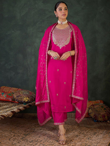 Women Embroidered Regular Sequinned Kurta Set