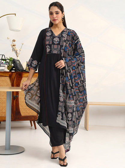 Women Ethnic Motifs Embroidered Empire Thread Work Kurta with Palazzos & With Dupatta