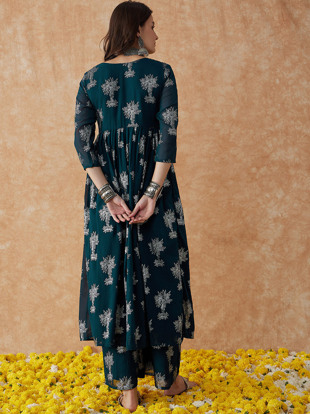 Floral Printed A-Line Kurta & Palazzo