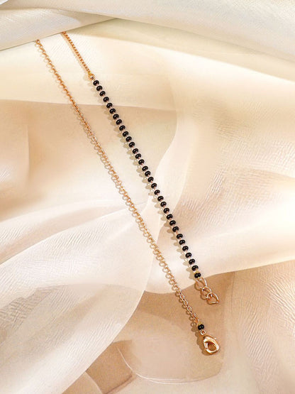 Dhiyona RJ Women's 18K Rose Gold-Plated Cubic Zirconia Studded Round Pendant Mangalsutra Chain