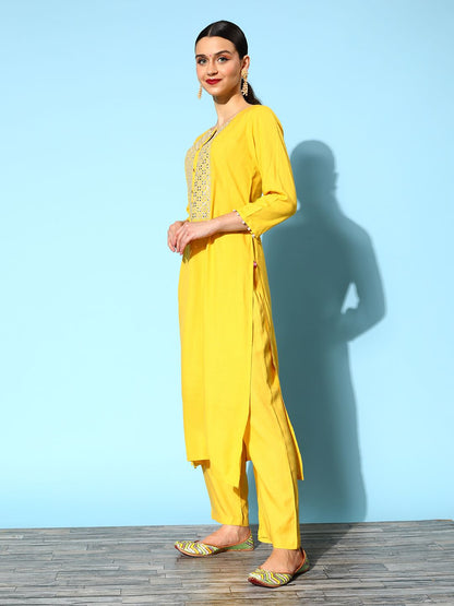 Dhiyona VA Women's Solid Viscose Rayon Hyper Texture Kurta Set