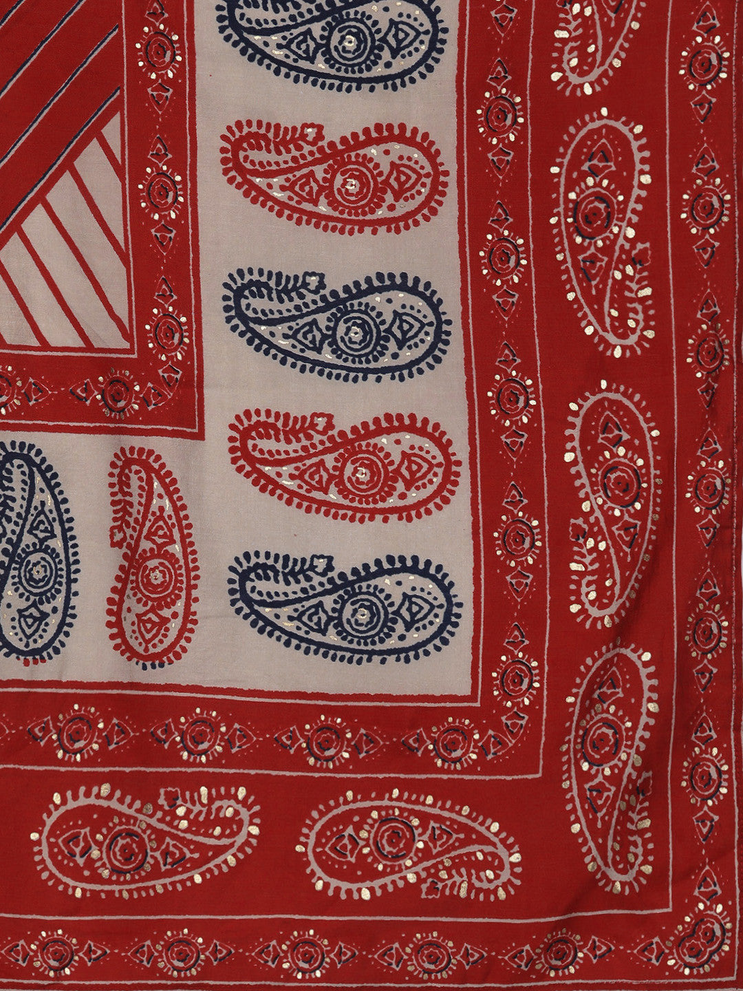 Women Red Paisley Printed Gotta Patti Kurta with Trousers & With Dupatta