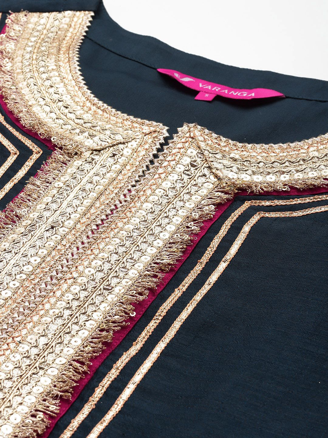 Dhiyona VA Yoke Design Sequinned Kurta with Palazzos & With Dupatta