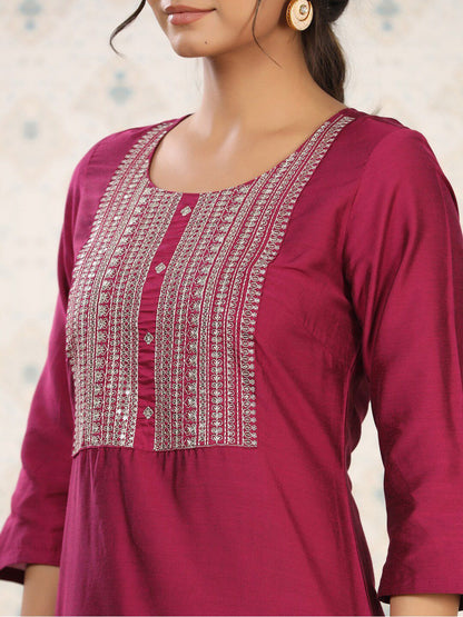 Dhiyona OD  Yoke Design Embroidered Kurta with Trousers