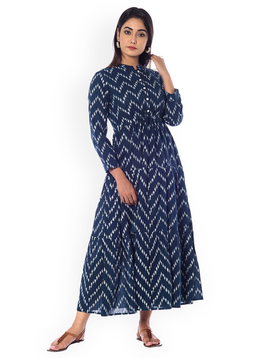 Dhiyona AY Women's Blue Printed Fit and Flare Dress