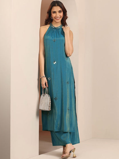 Women Regular Mirror Work Kurta with Palazzos
