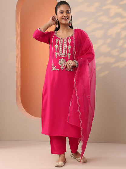 Women Ethnic Motifs Embroidered Kurta with Trouser & Dupatta
