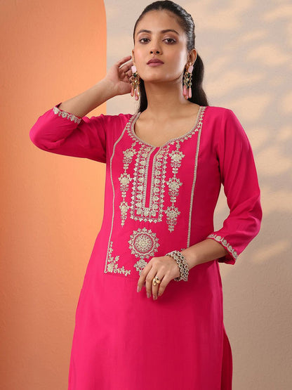Women Ethnic Motifs Embroidered Kurta with Trouser & Dupatta