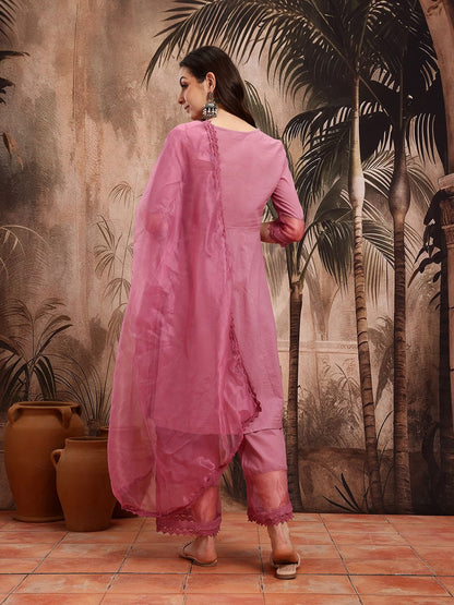 Dhiyona SN Women's Pure Cotton Kurta With Palazzos & Dupatta