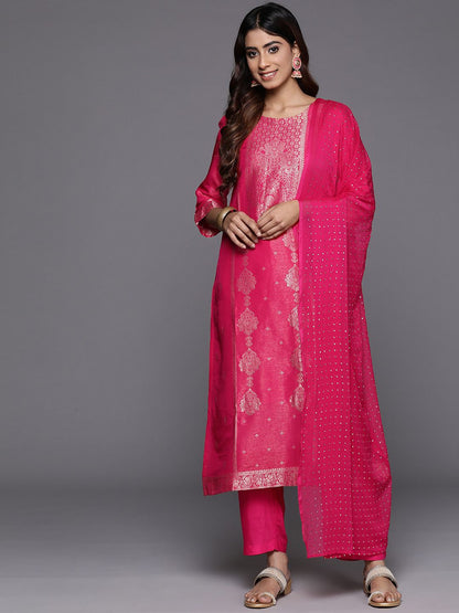 Dhiyona VA Ethnic Motifs Jacquard Kurta with Palazzos & Dupatta