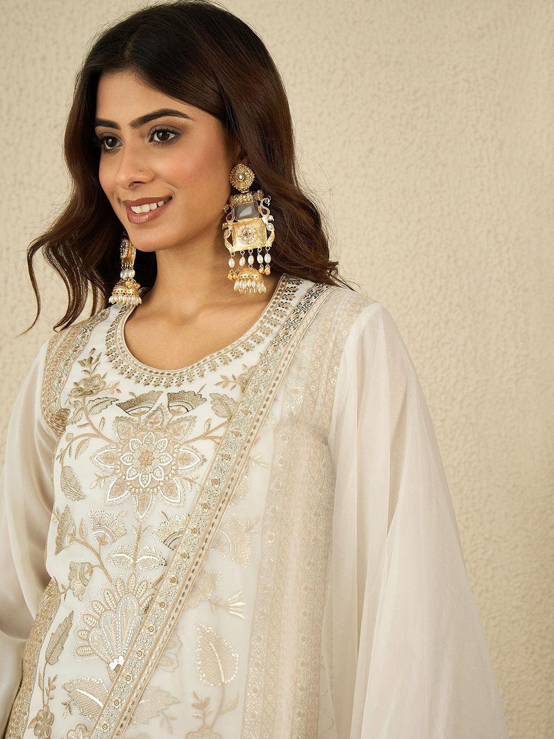 Dhiyona IN Women Ethnic Motifs Embroidered Kurta with Palazzo & Dupatta