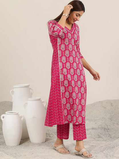 Paisley Printed V-Neck Straight Kurta With Trouser