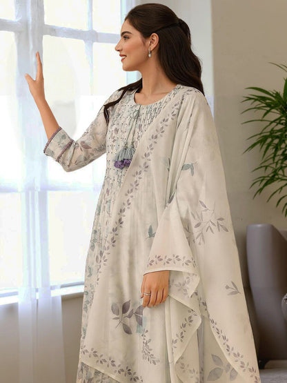Dhiyona IS Women's Floral Printed Sequinned Kurta & Trousers With Dupatta