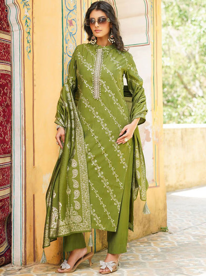 Dhiyona KL Women Floral Printed Regular Kurta with Trousers & Dupatta