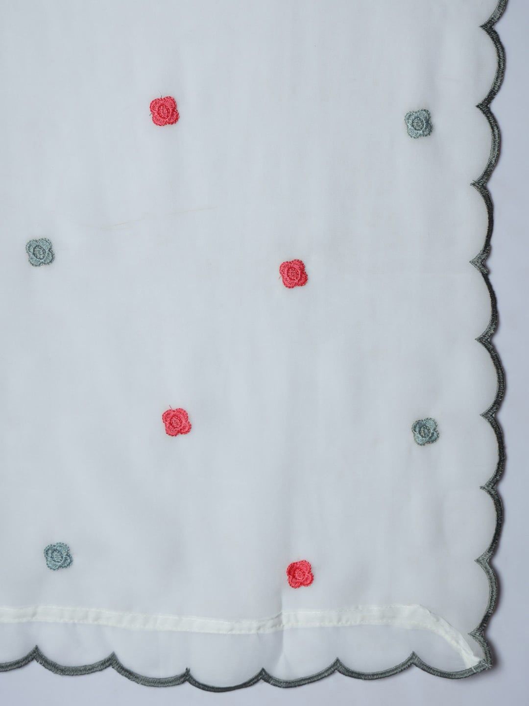 Dhiyona KL Floral Embroidered Pleated Straight Kurta with Palazzos & Dupatta