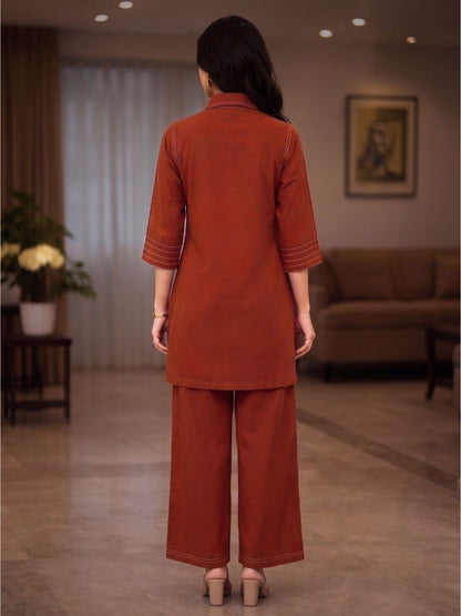 Akshara Apricot Cotton Co-ord Set