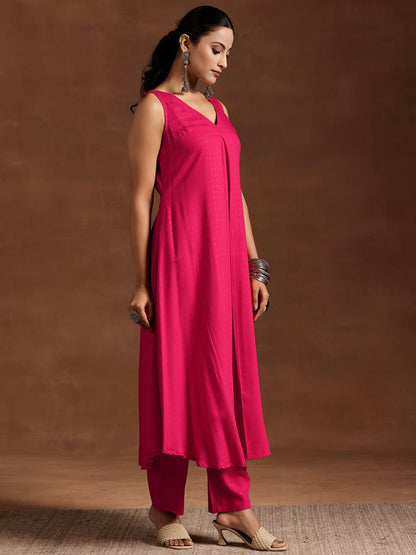 Women Pleated Kurta with Trousers