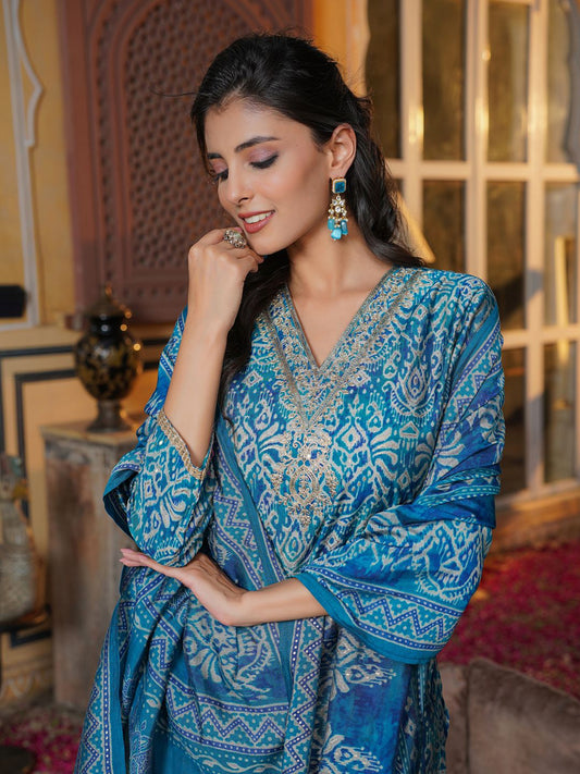 Dhiyona KL Women Ethnic Motifs Printed Kurta with Trousers & Dupatta