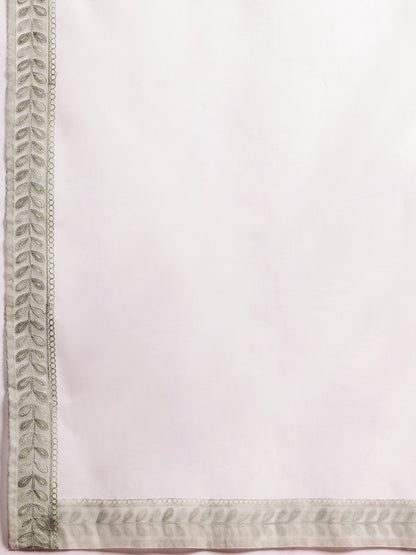 Women Floral Embroidered Thread Work Kurta With Trousers & Dupatta
