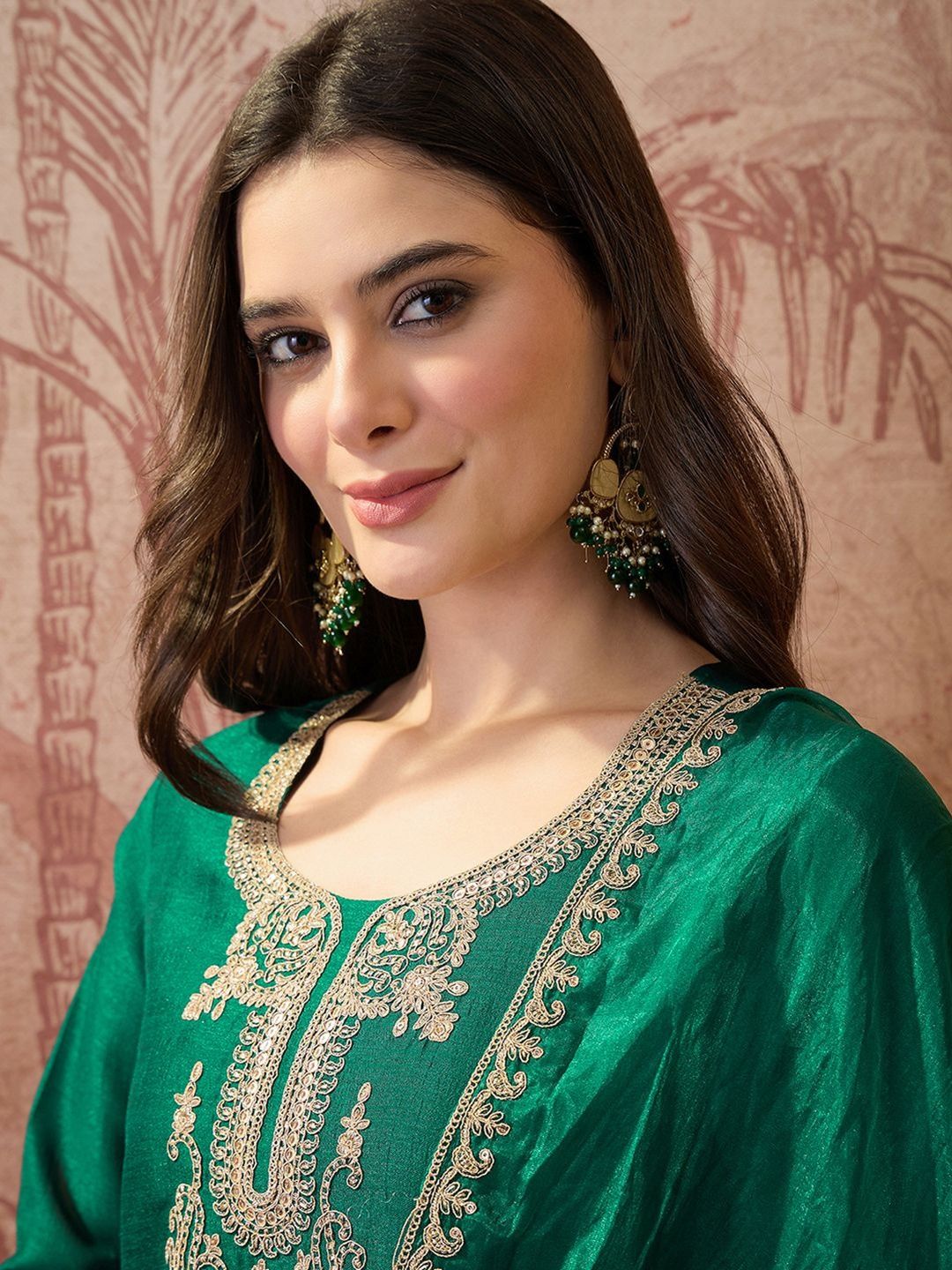 Dhiyona SN Embroidered Round Neck Kurta & Palazzos Kurta Set