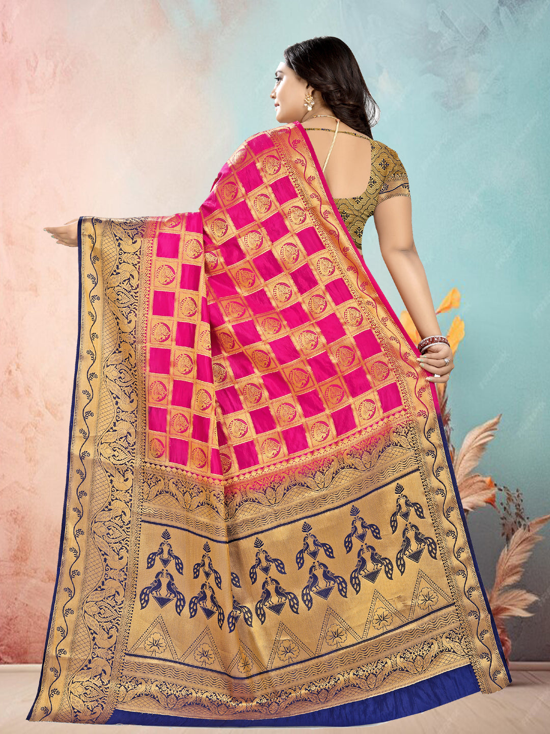 Dhiyona RV Women's Banarasi Silk With Jacquard Print Saree  ( KVD681 )