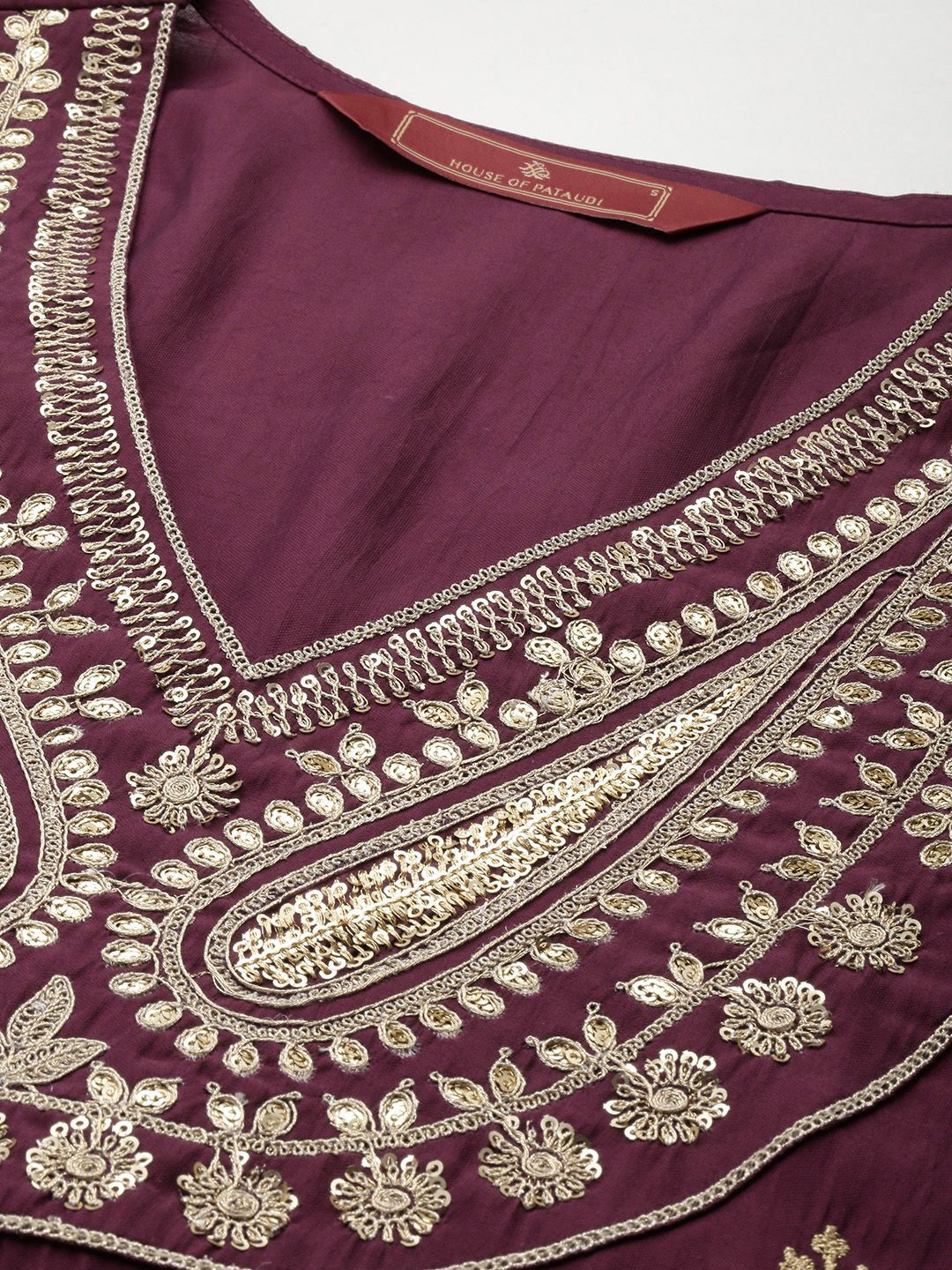 Dhiyona HOP Jashn Yoke Design Sequinned Zari Work Kurti With Sharara & Dupatta