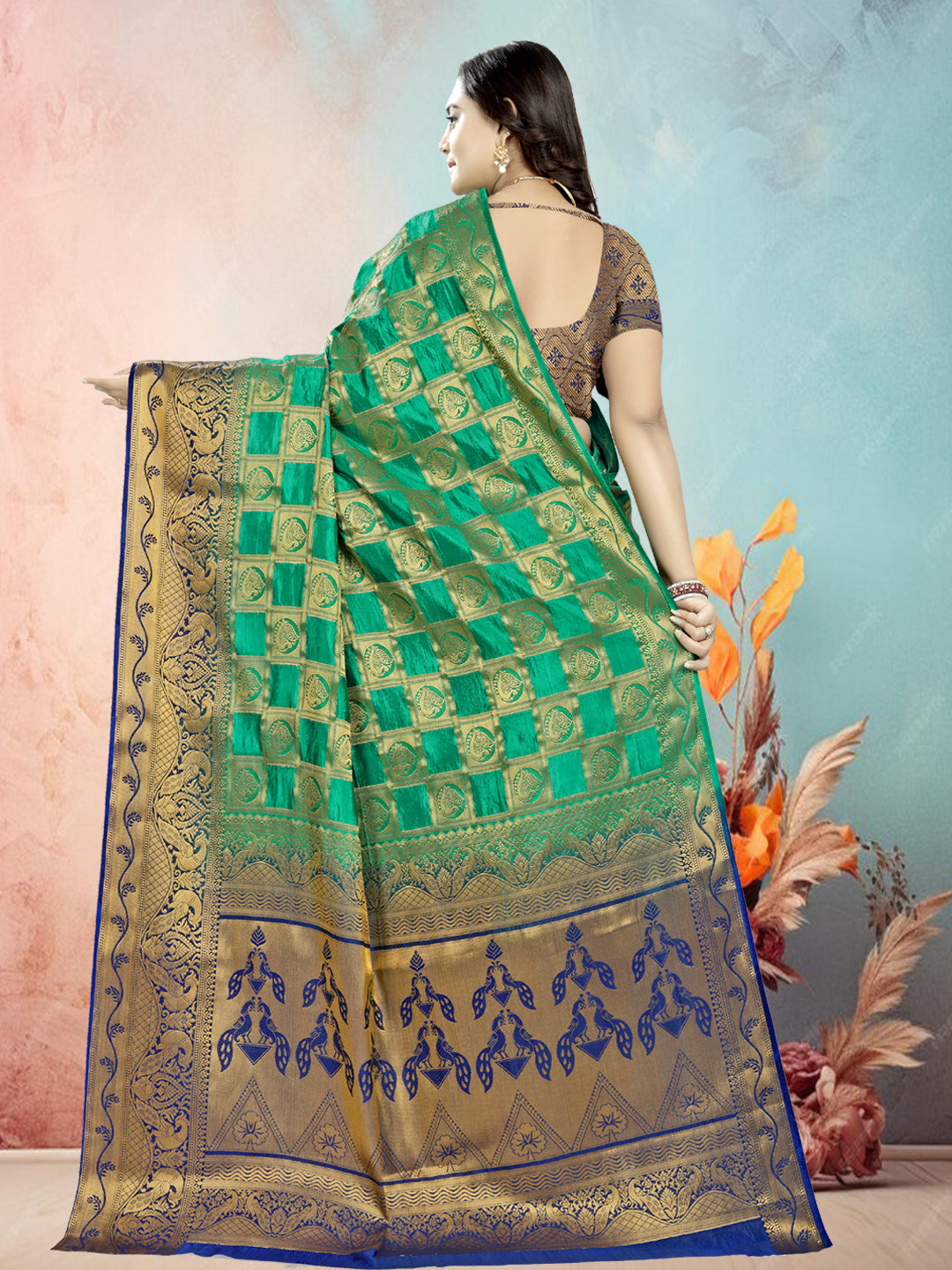 Dhiyona RV Women's Banarasi Silk With Jacquard Print Saree  ( KVD683 )