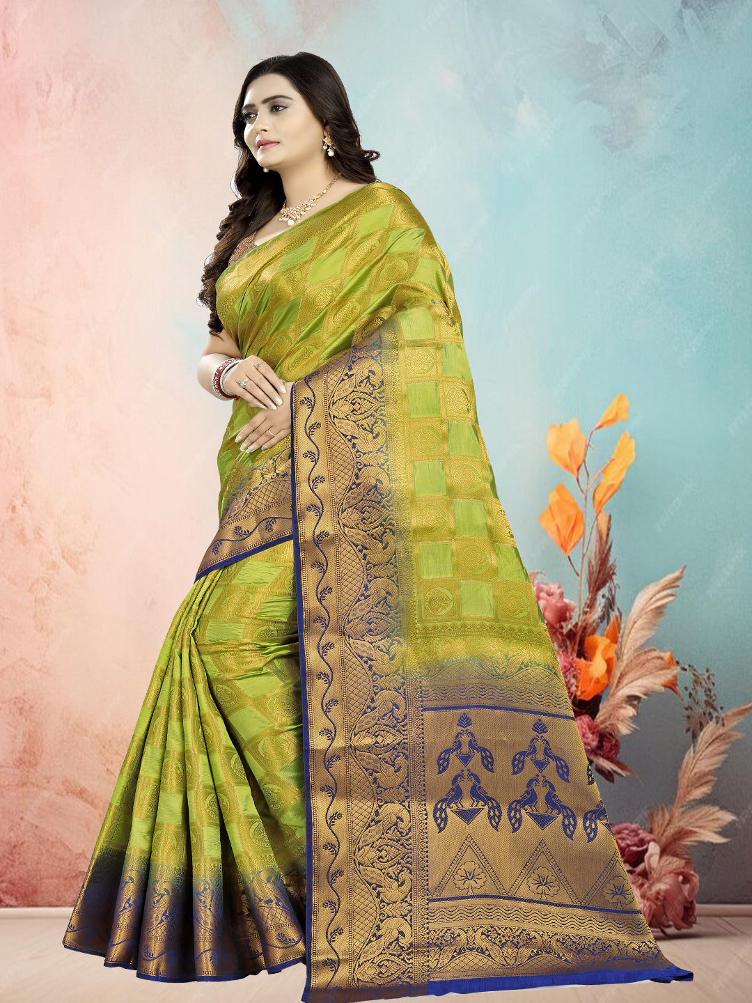 Dhiyona RV Women's Banarasi Silk With Jacquard Print Saree  ( KVD684 )