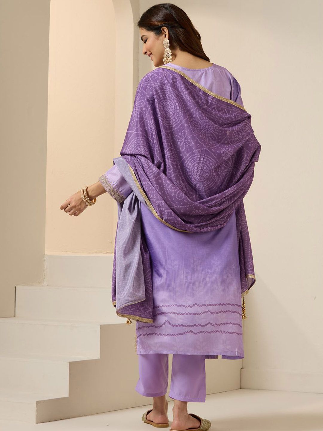 Dhiyona IS Women's Ethnic Motifs Embroidered Zari Work Straight Kurta with Trousers & Dupatta
