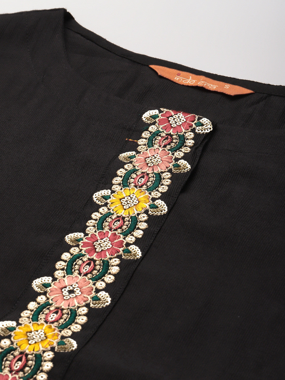 Women Black Liva Sequin Detail Kurta with Trousers & Dupatta