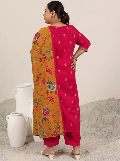Dhiyona Women's Plus Size Ethnic Motifs Printed Sequinned Kurta With Salwar & Dupatta
