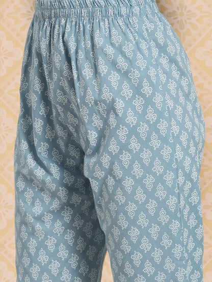 Dhiyona KL Women Ethnic Motifs Printed Regular Pure Cotton Kurta with Trousers & Dupatta
