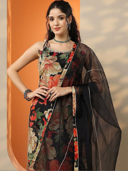 Women Floral Printed Regular Kurta with Palazzos & With Dupatta