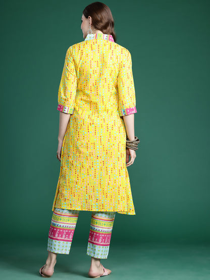 Printed Pure Cotton Kurta with Trousers