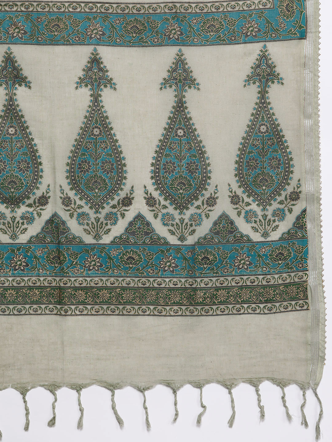 Womens Green Solid Anarkali Kurta With Palazzos & Dupatta