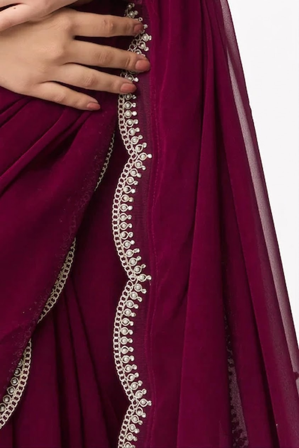 Dhiyona ST Rebel Georgette Saree with Beaded Edge with Blouse Fabric