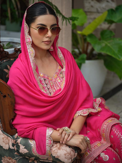 Dhiyona HOP Women Ethnic Motifs Embroidered Kurta with Sharara & Dupatta