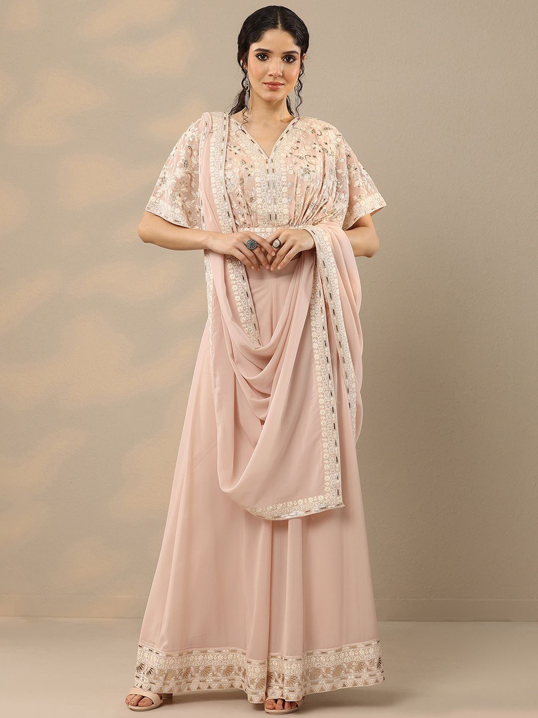 Dhiyona LL Ethnic Motifs Embroidered Top & Palazzo With Dupatta
