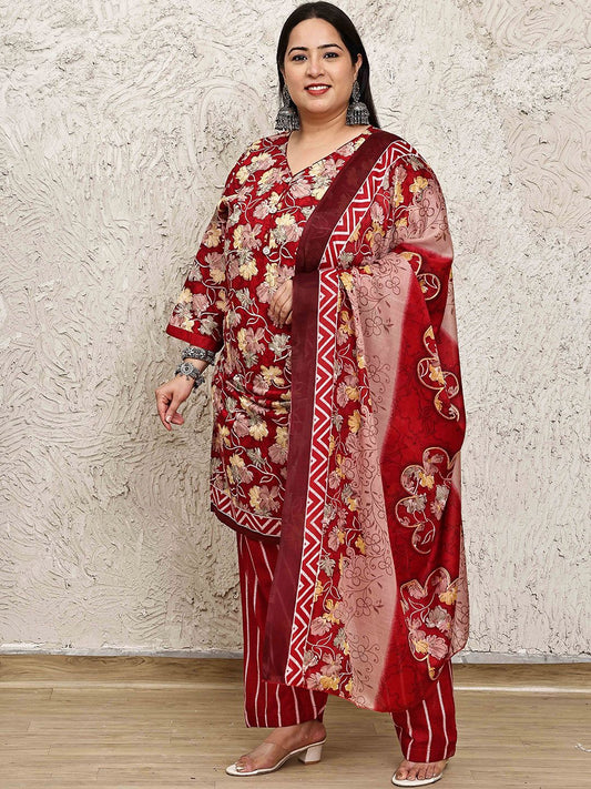 Dhiyona KL Women Floral Printed Regular Kurta with Salwar & Dupatta