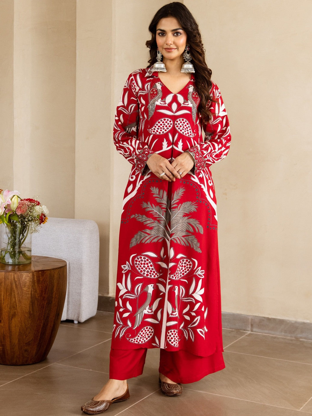Women Animal Printed Regular Kurta with Palazzos