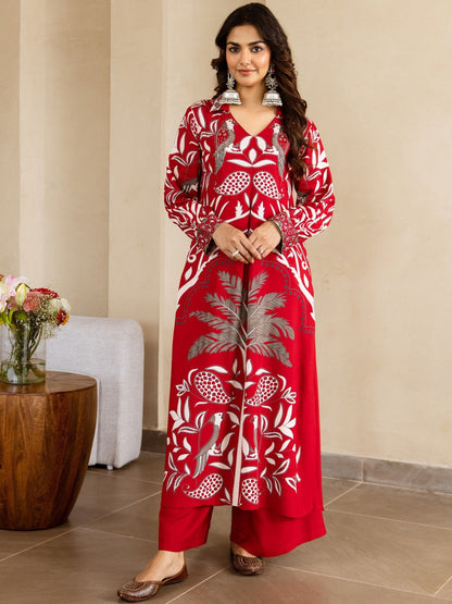 Women Animal Printed Regular Kurta with Palazzos